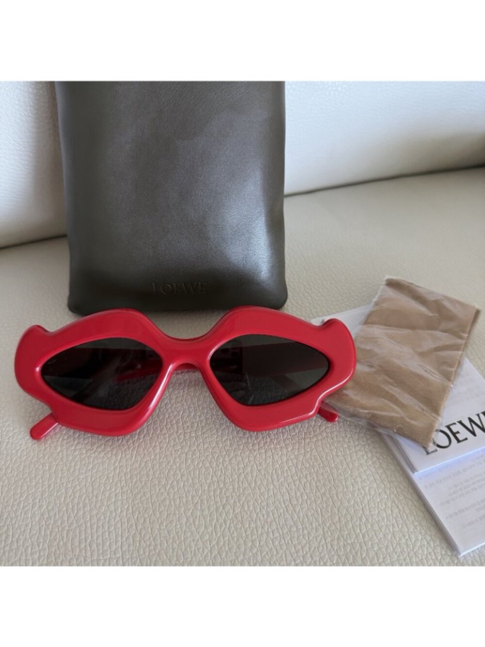 NEW LOEWE Sunglasses Oval Flame Red Acetate 100% Authentic - Picture 10 of 10